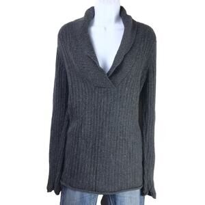 GAP Factory Wool Blend Ribbed Gray Sweater Sz L